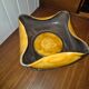 Fruit dish 1960 ceramic Vallauris yellow and grey sea foam