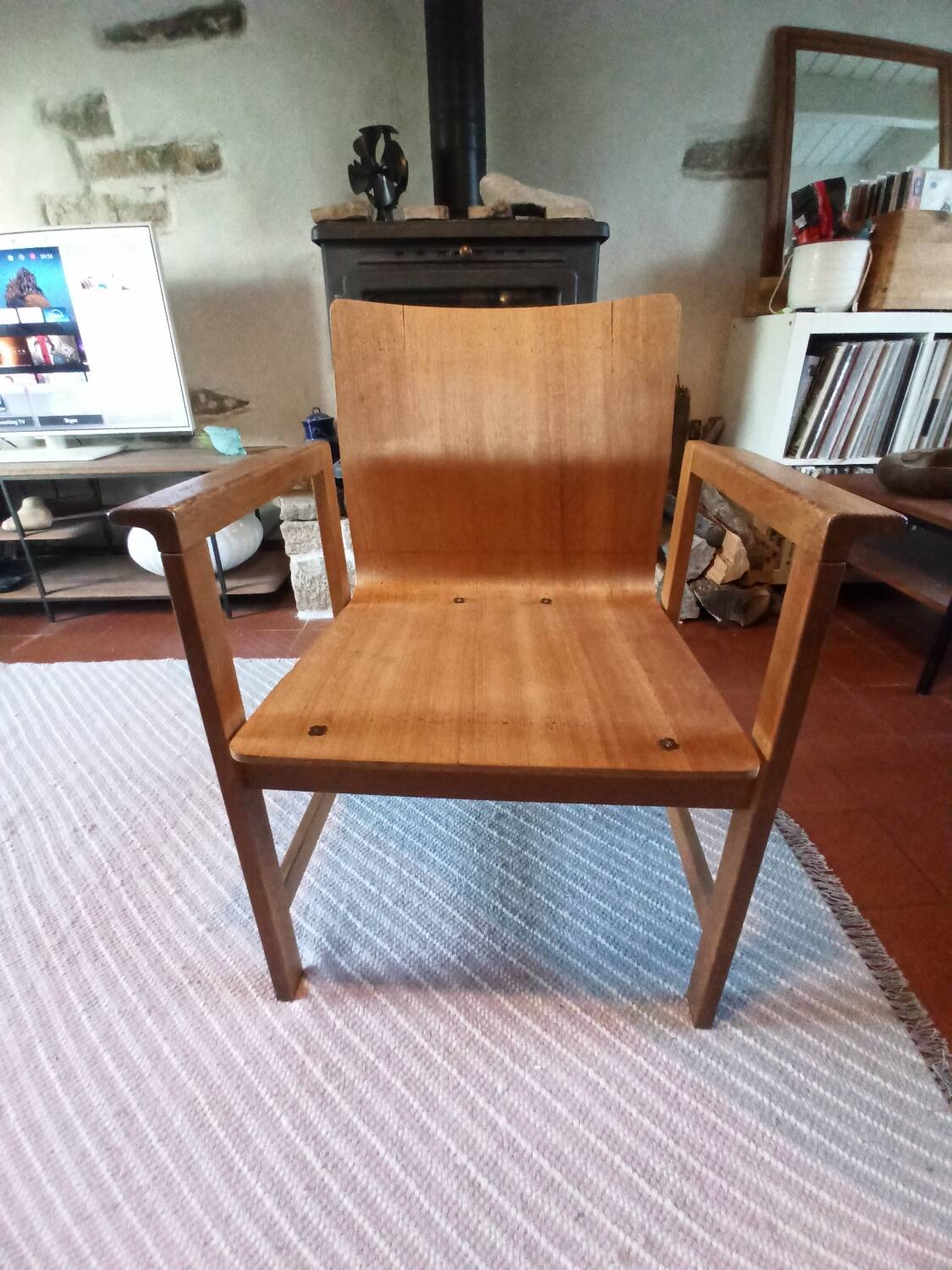 Fauteuil en chêne clair et contreplaqué moulé scandinave