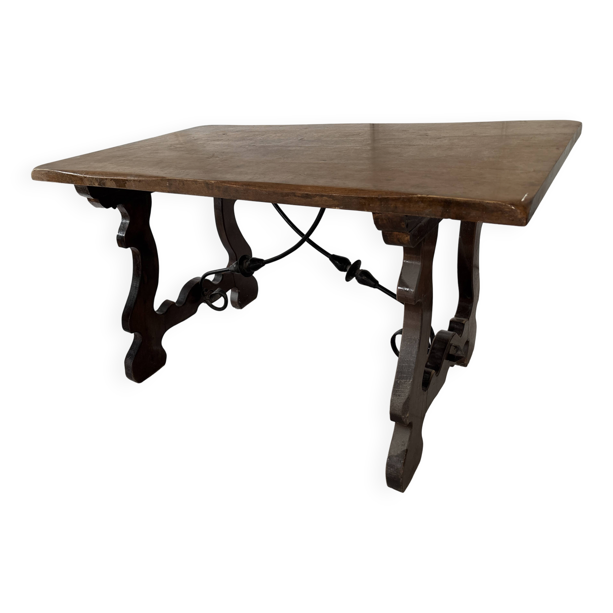wood and iron table