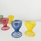 Set of 6 spring, spiral egg cups