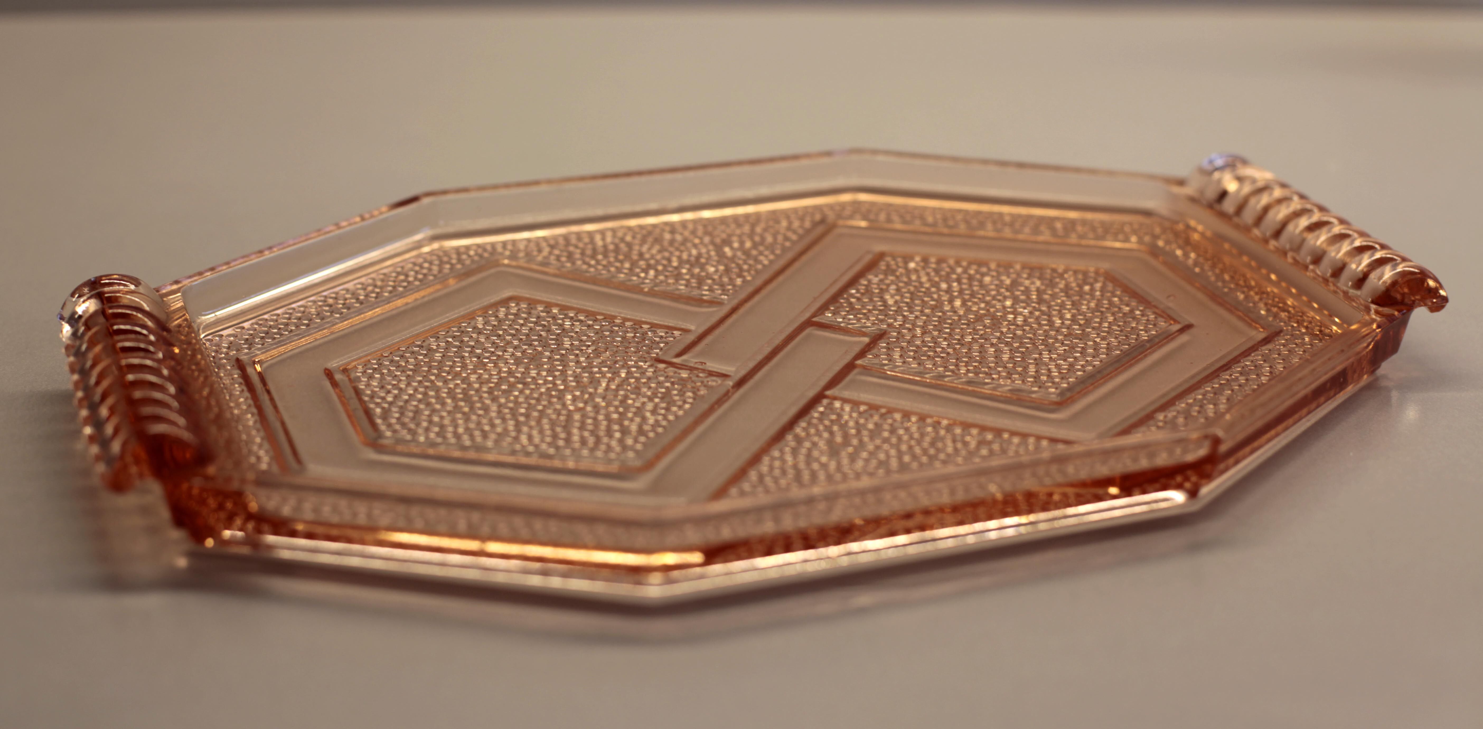 Art-deco pink glass top