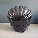 Vintage shell lamp in black porcelain with opaline globe.