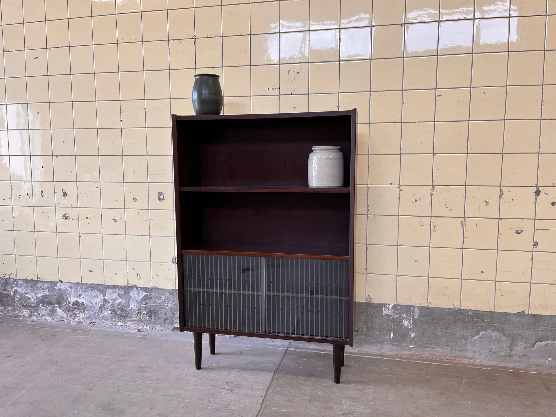 Danish bookcase with glass display