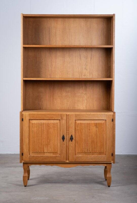 Brutalist Oak Bookcase by Henning Kjærnulf, Denmark, 1960s