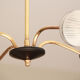 Suspension chandelier brass 4 branches tulips glass 1950 1960