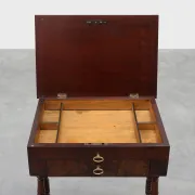 Louis Philippe Side Table with Two Drawers and Turned Twin Legs, France, 18