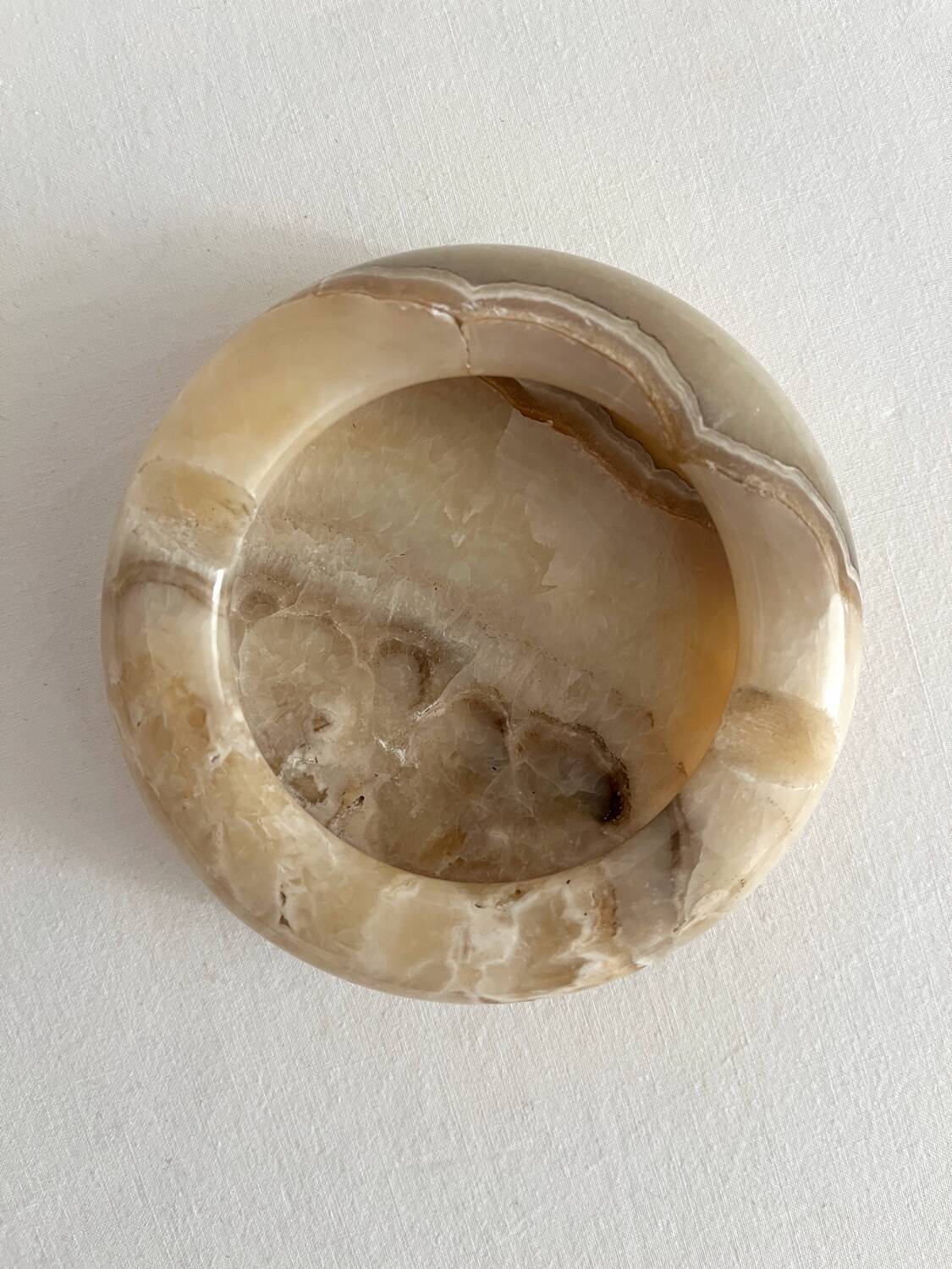 Vintage round alabaster ashtray