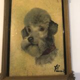 Protrait English poodle enamel on copper