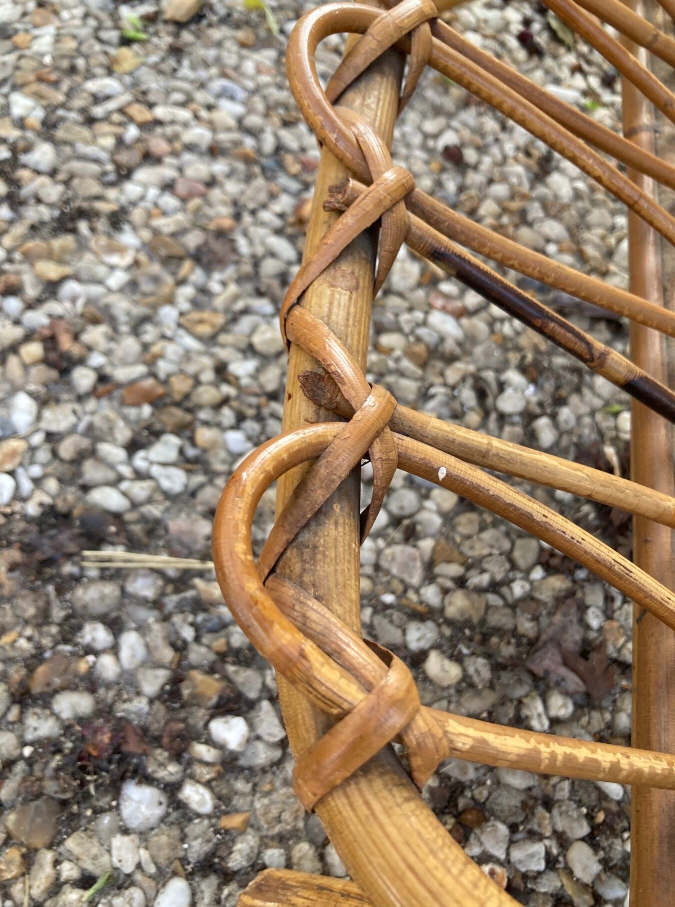 Vintage rattan magazine rack table