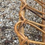Vintage rattan magazine rack table