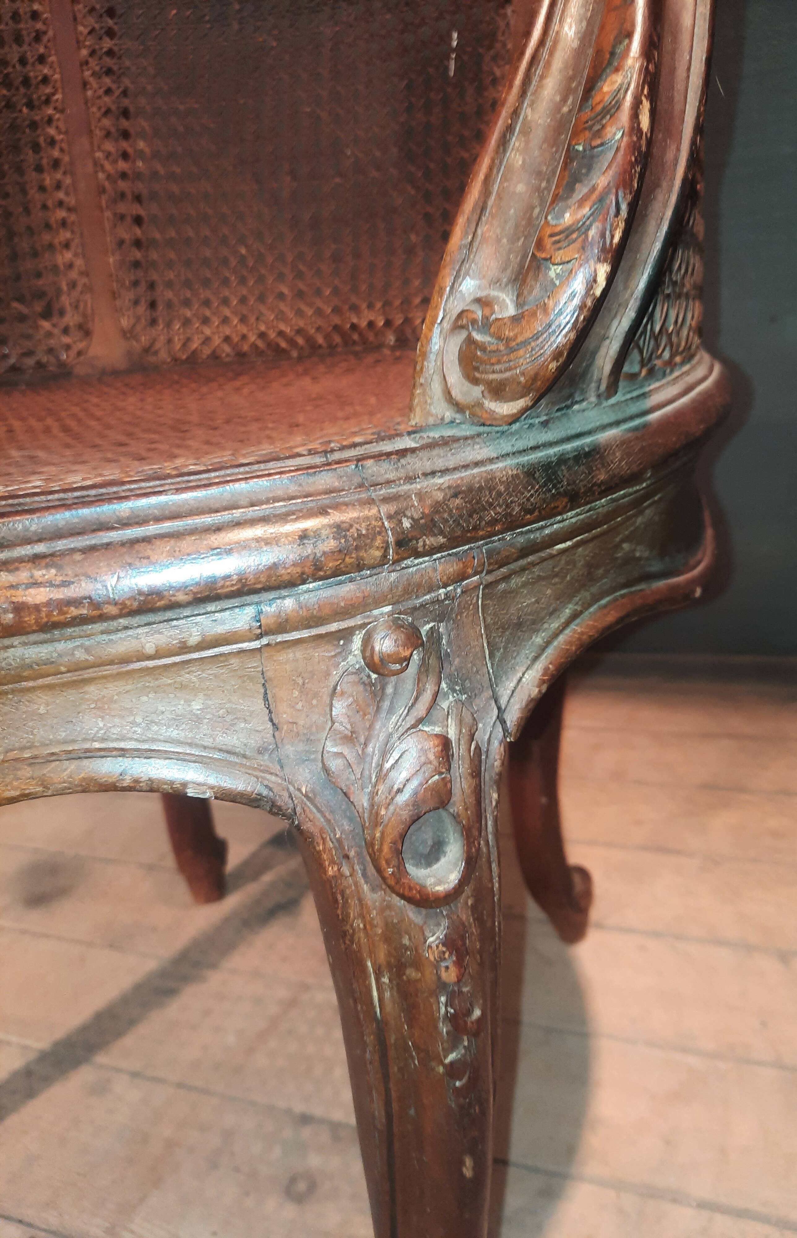 Fauteuil de burreau canné style Louis XV