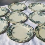 8 Flat plates in Clairefontaine Léon Grave earthenware Cyclamens model