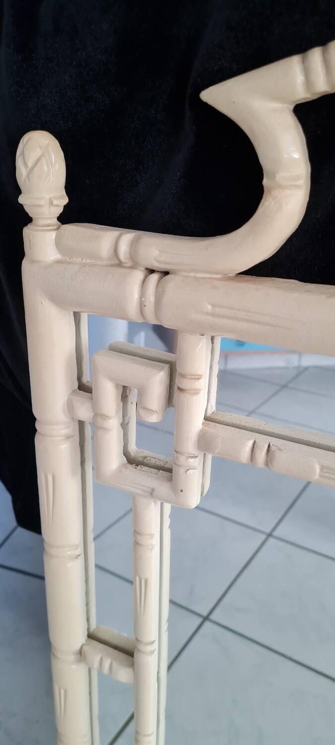Vintage white faux bamboo mirror