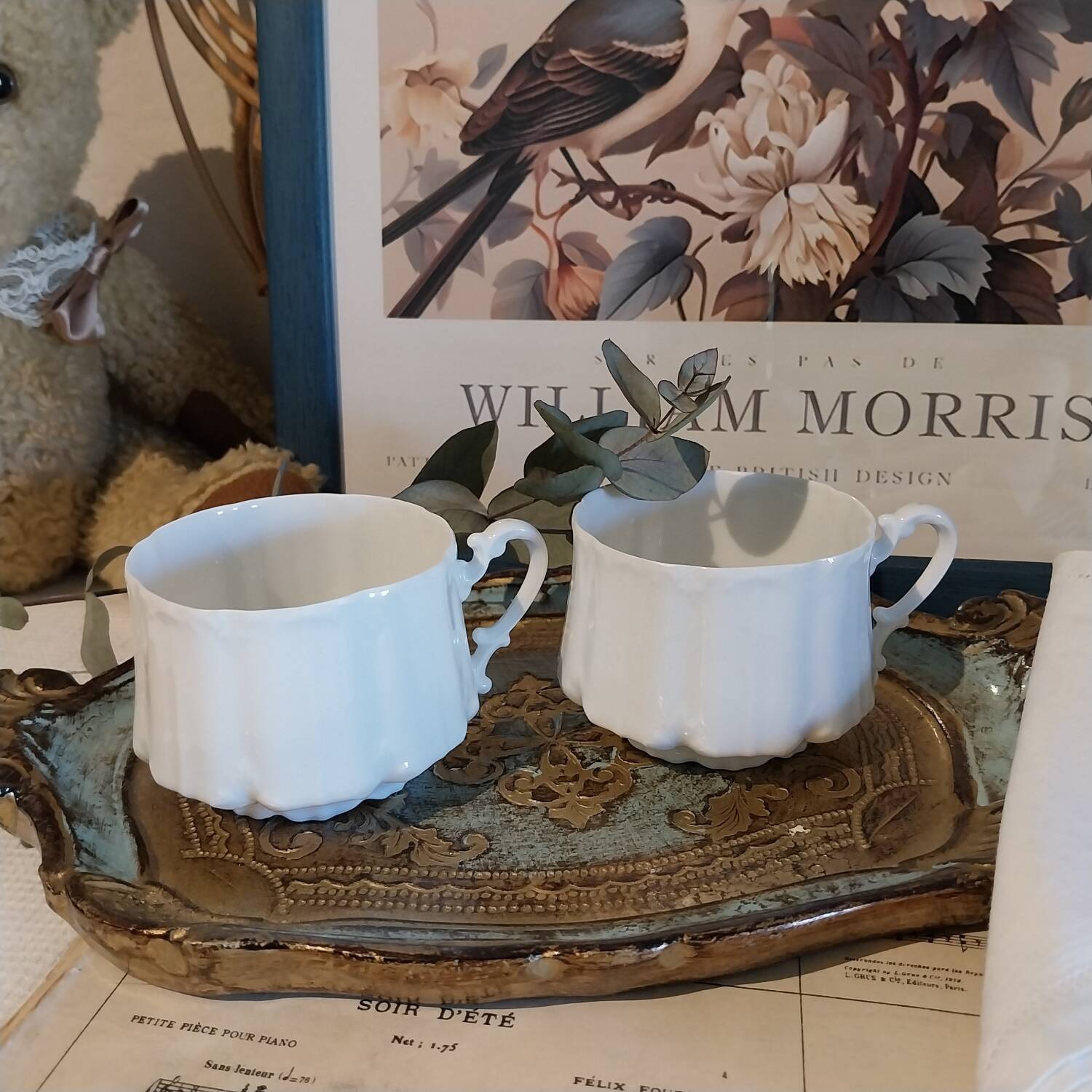 Antique white porcelain Art Nouveau cups
