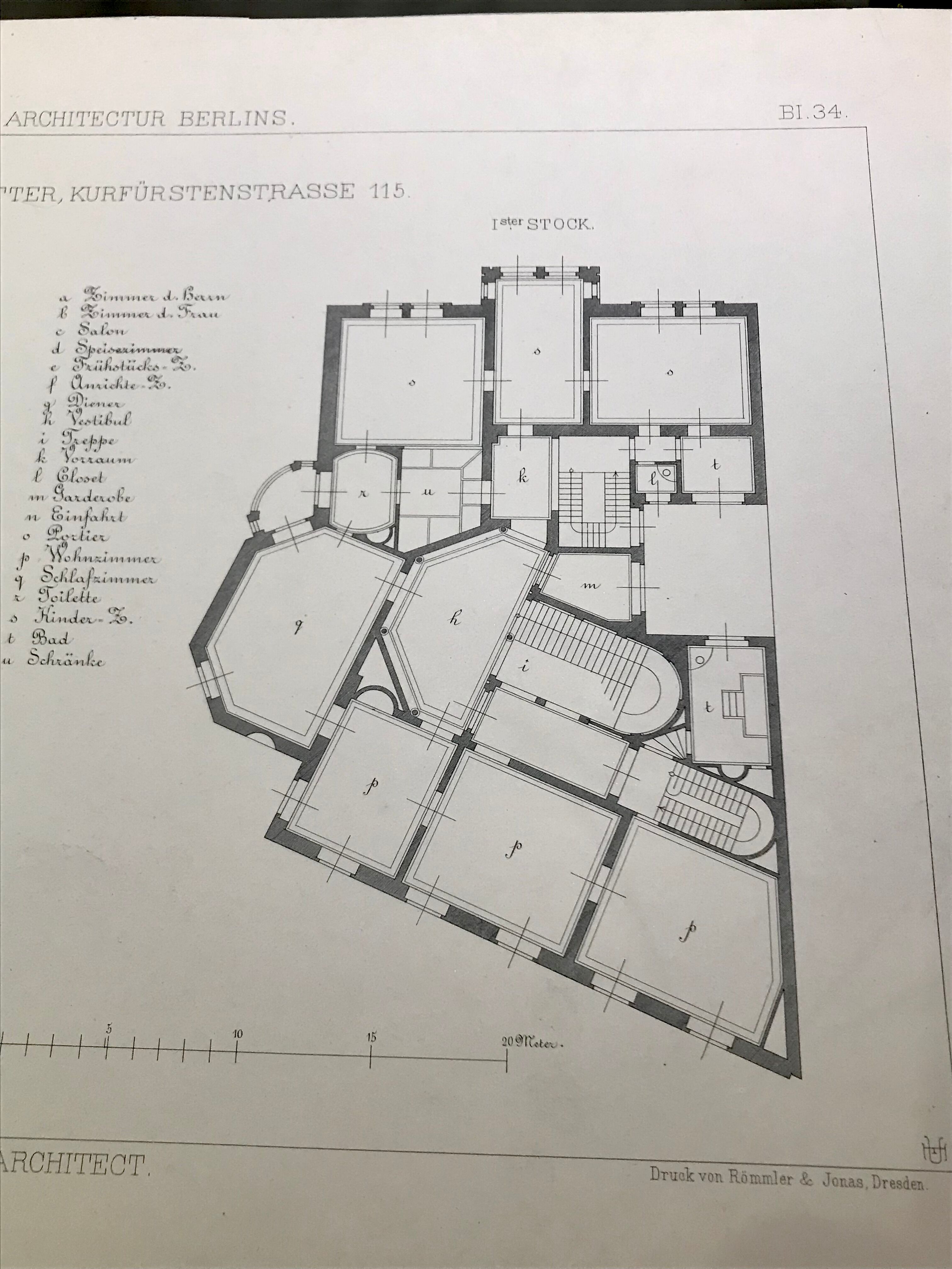 Illustration architecture plan villa Berlin 19th