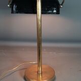 Old desk lamp called banker enamelled iron, brass and cast iron SB