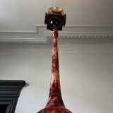 'bird' floor lamp by aldo tura, red goatskin parchment, ca 1950