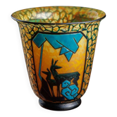 "Archer and stag" vase in glass by Marcel Goupy, Paris 1925-28