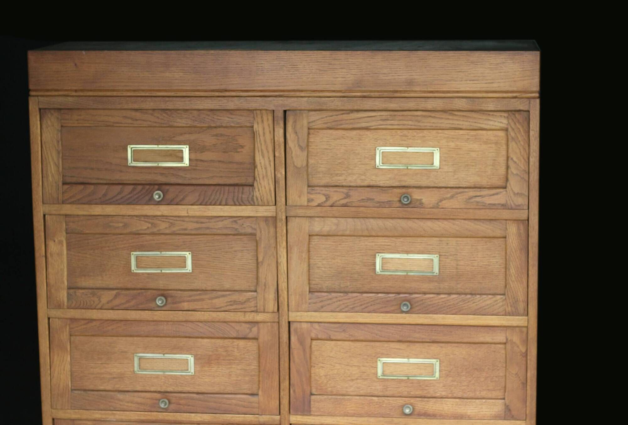 Oak flap cabinet (1930s/40s). Comes from a school.