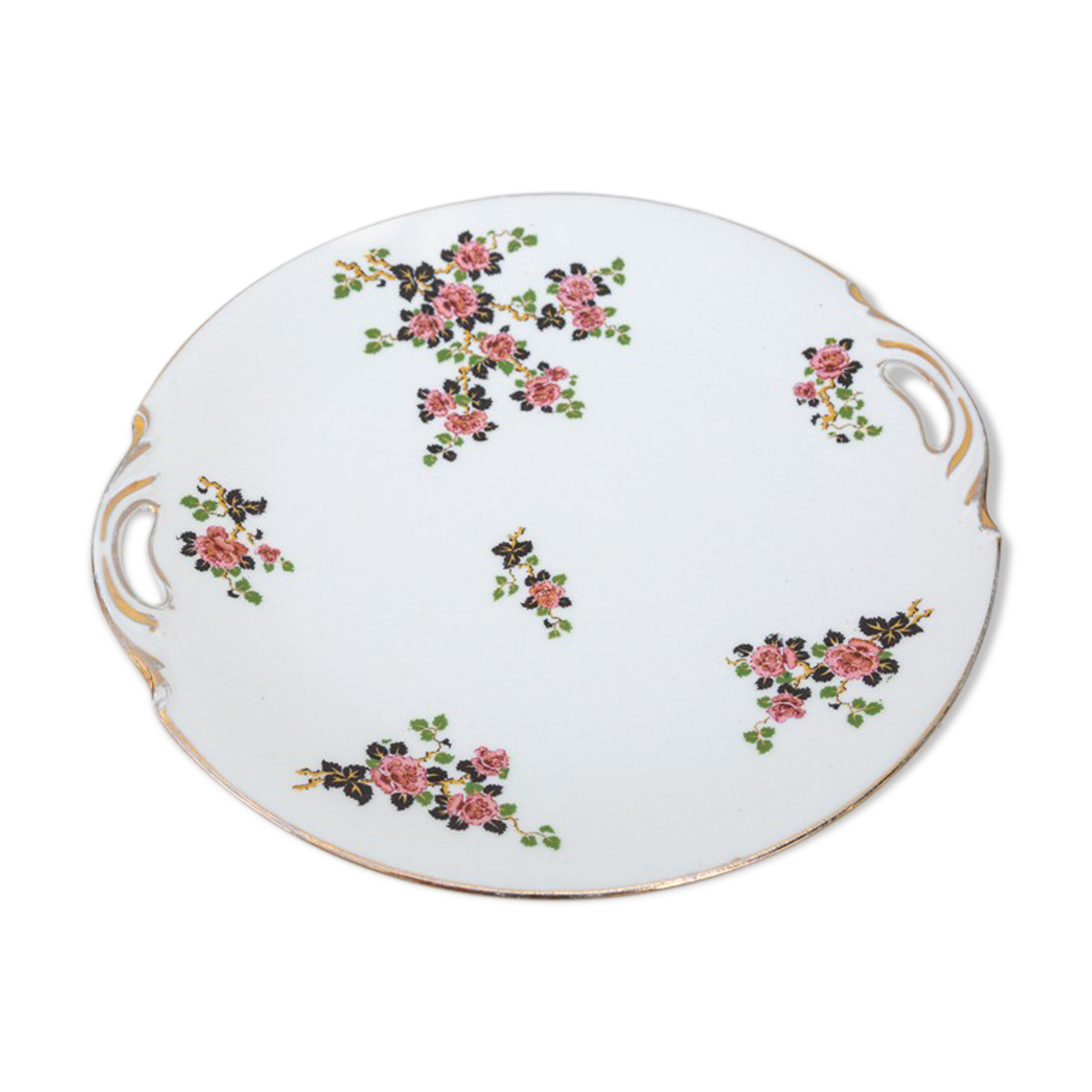Dish with handles floral pattern