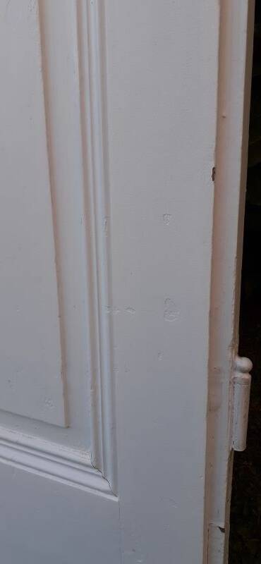 Communication door h216.5x87cm old paneled, molded