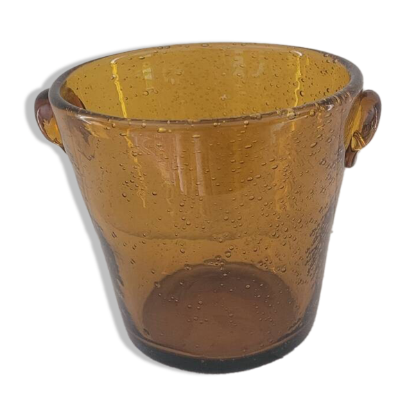 Seau à glace en verre soufflé 1980