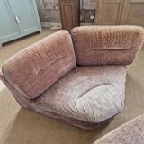 Vintage corner sofa and its pouffe
