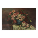 Large Floral Still Life Painting Roses Bouquet Signed R. Blanlin