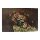 Large Floral Still Life Painting Roses Bouquet Signed R. Blanlin