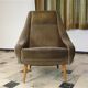 Mid-century mohair velvet high-back easy chair, Italy 1950s