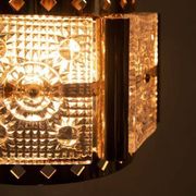 Vintage brass and frosted glass pendant, Vitrika glass pendant.