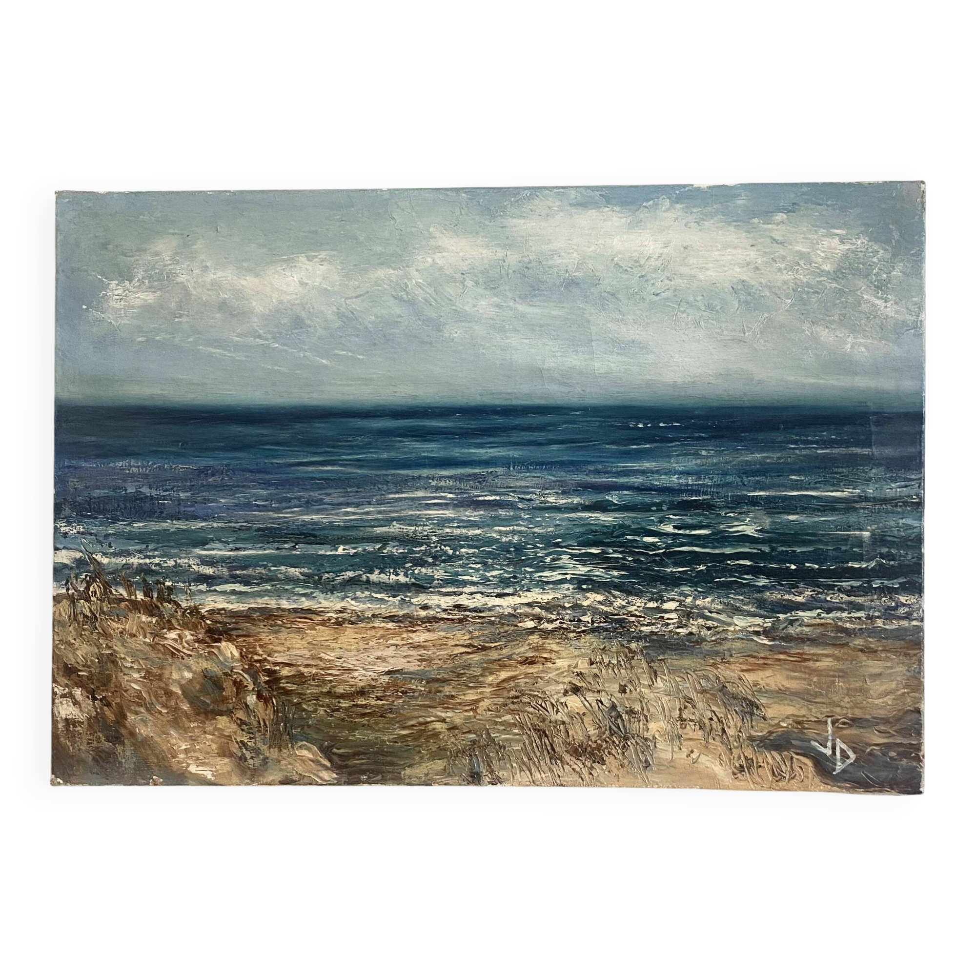Tableau Huile sur toile plage de Sète  années 80