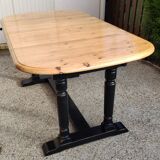 Table set and 6 solid pine chairs repainted and patinated black