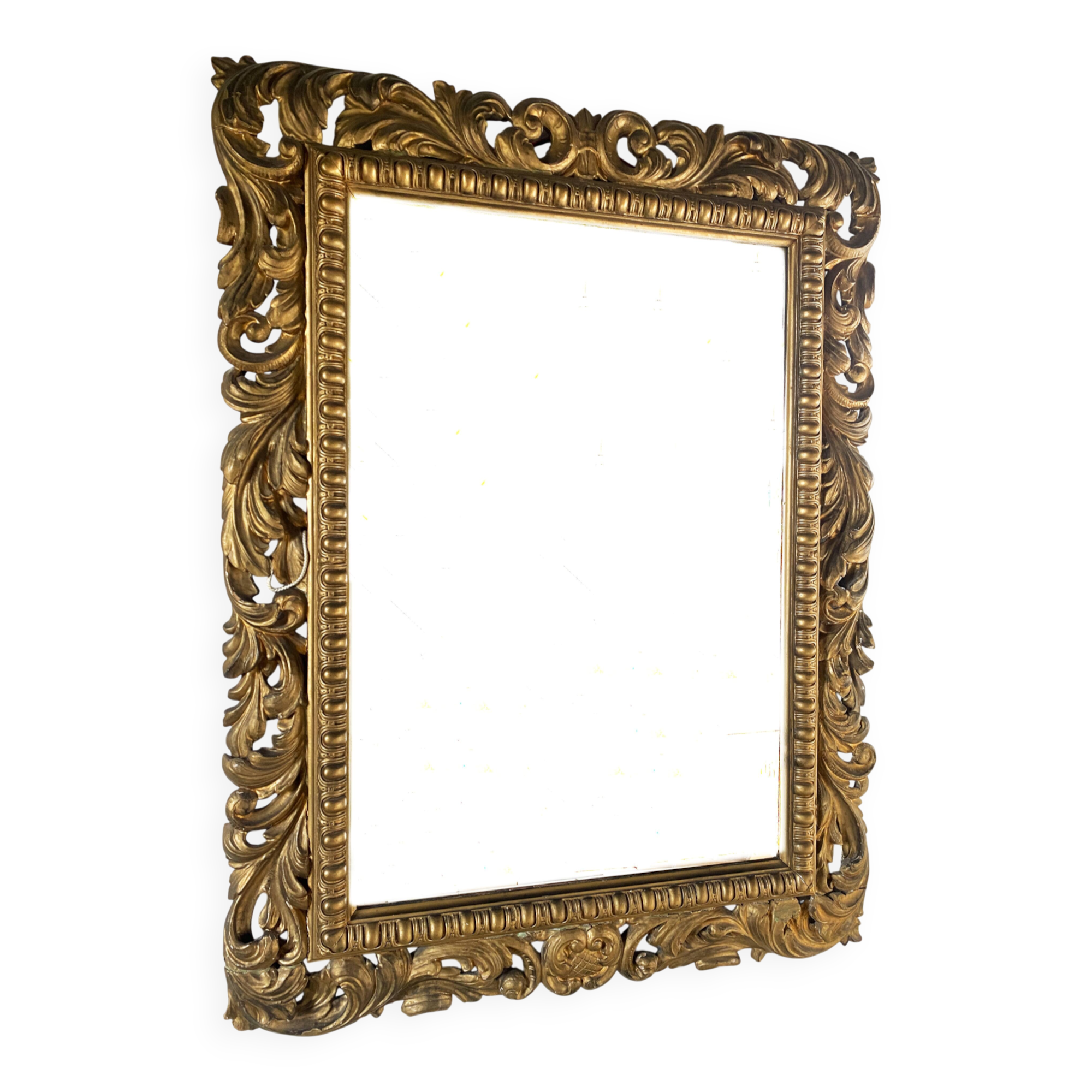 Ancient Florentine mirror – carved and gilded wooden frame – Baroque style