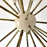 Chandelier Sputnik 24-arm brass and white-ivory lacquered metal