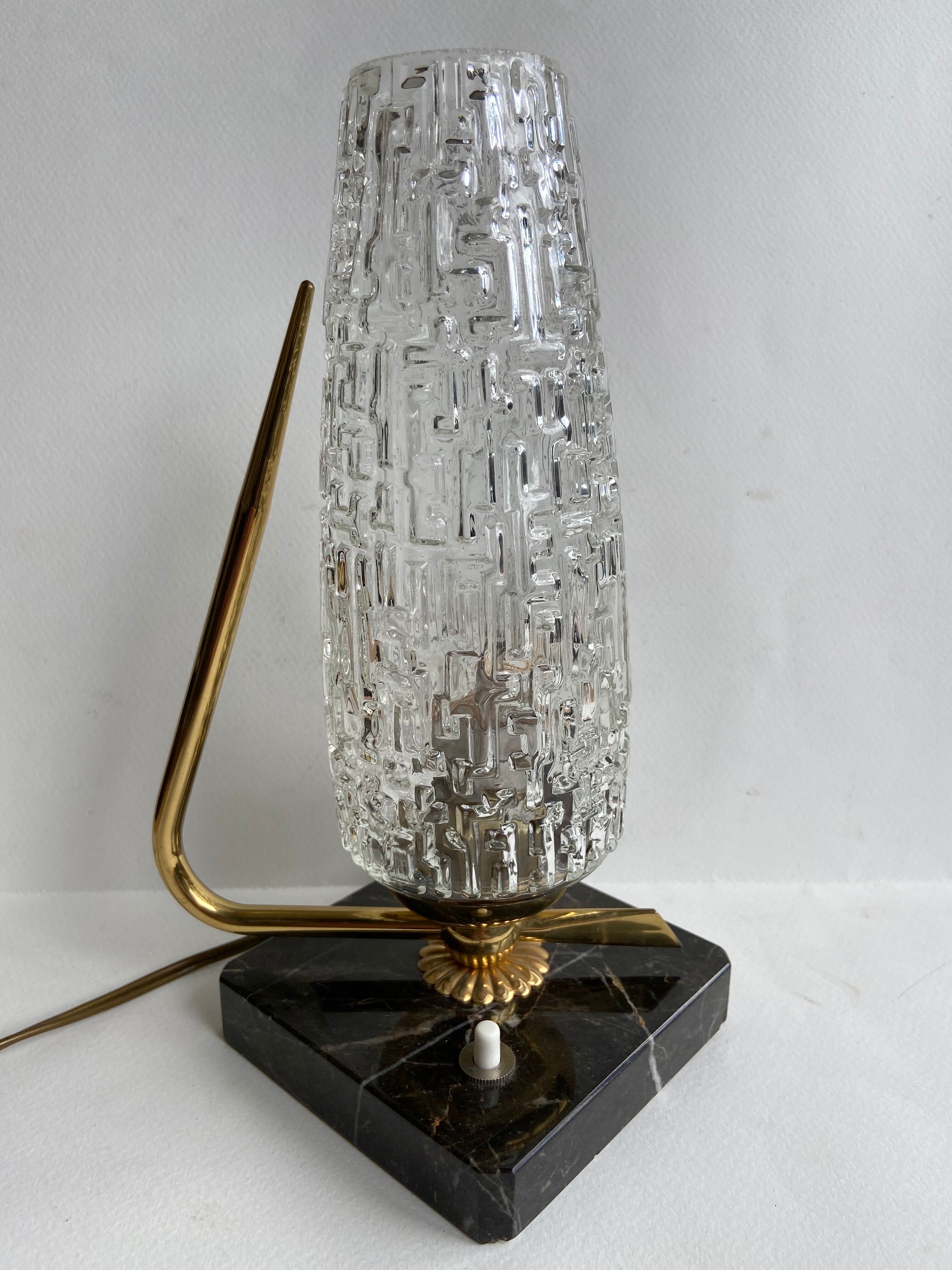 Marble table lamp and chiseled glass