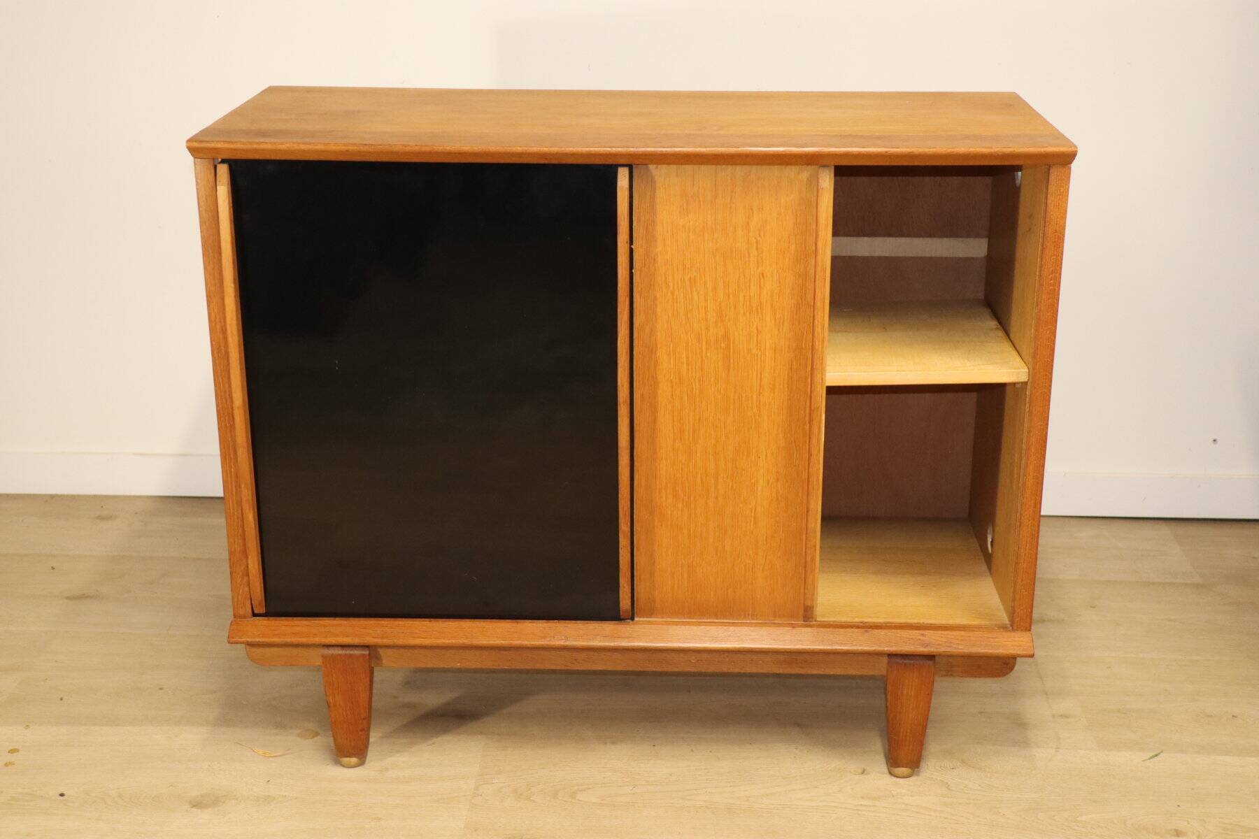 Vintage side table with sliding doors, 1960
