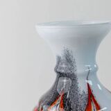 Orange White Black Multicolor Murano Glass Vase by Carlo Moretti – Italy 1970s, Tall Centerpiece