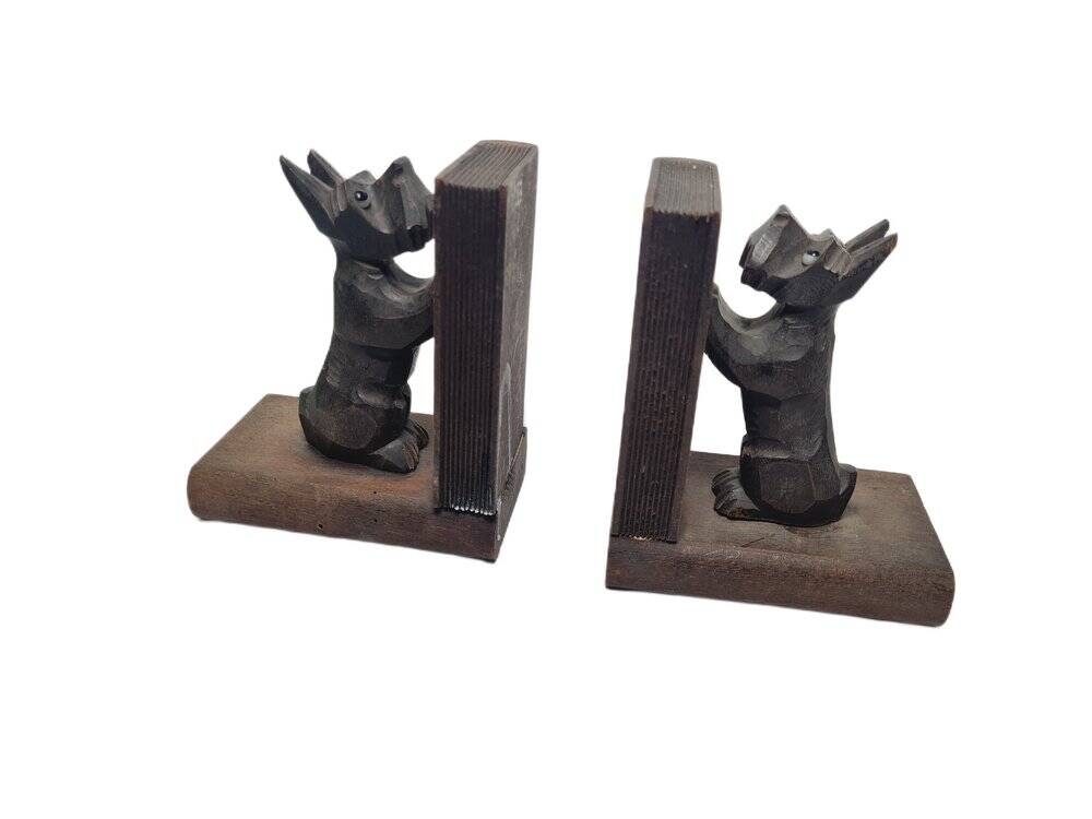 Porte-livres en bois figuratifs vintage, années 1950, ensemble de 2