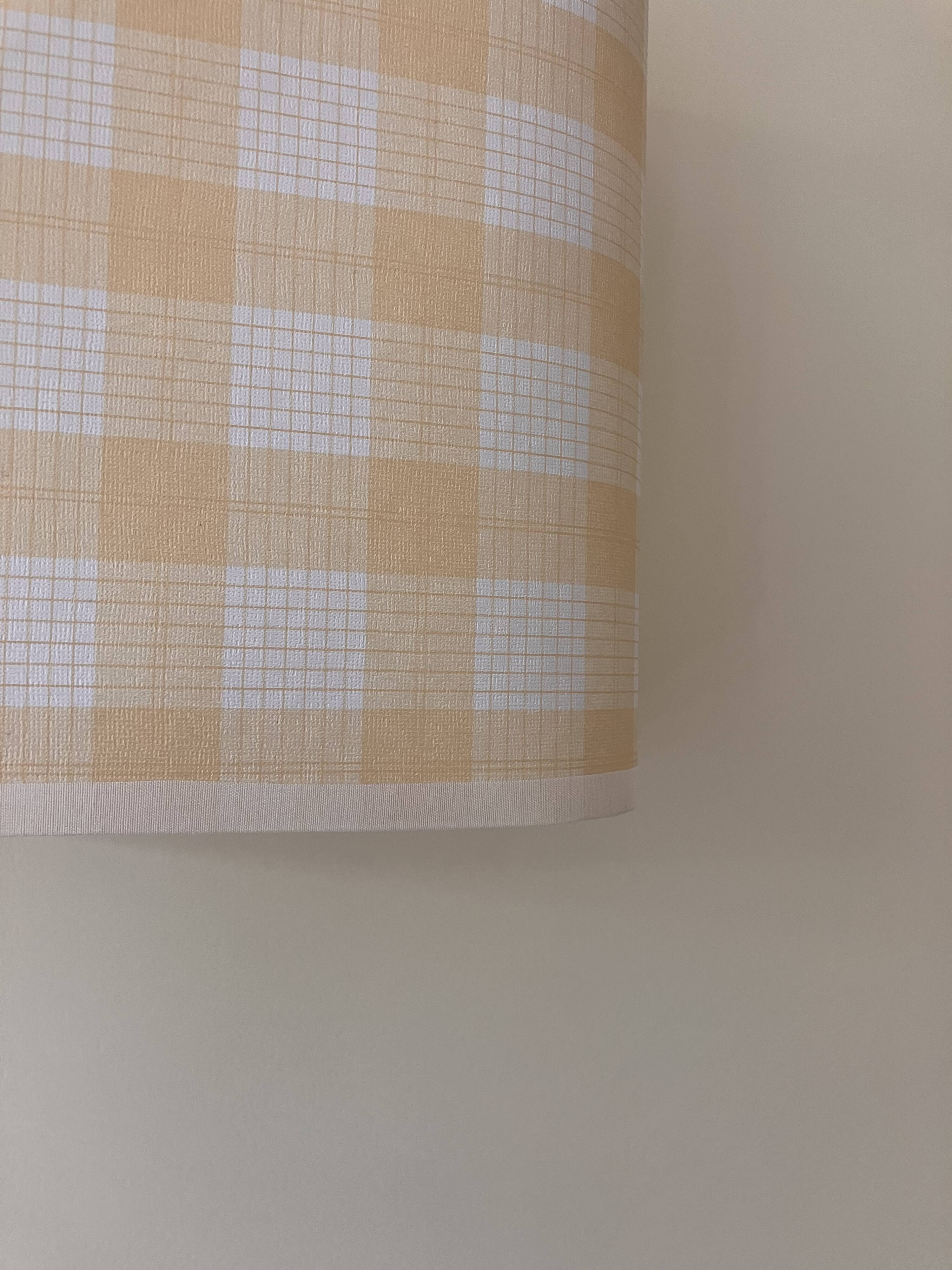 Cream and yellow checked lampshade, 90s cottage style, Habitat.