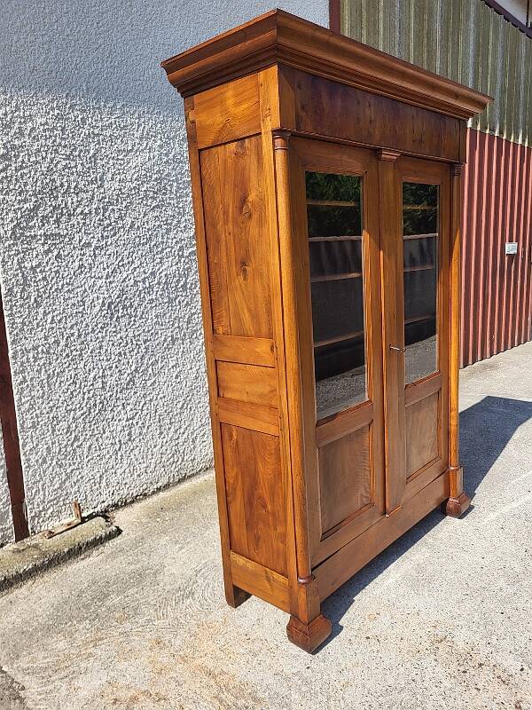 19th century empire style 2-door walnut bookcase