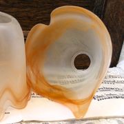 Paire de 2 abat-jours vintage Art déco en verre tulipe, faits main, en verr