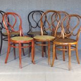 Set of 6 chairs no. 20 known as "omega" caned, including 3 thonet.