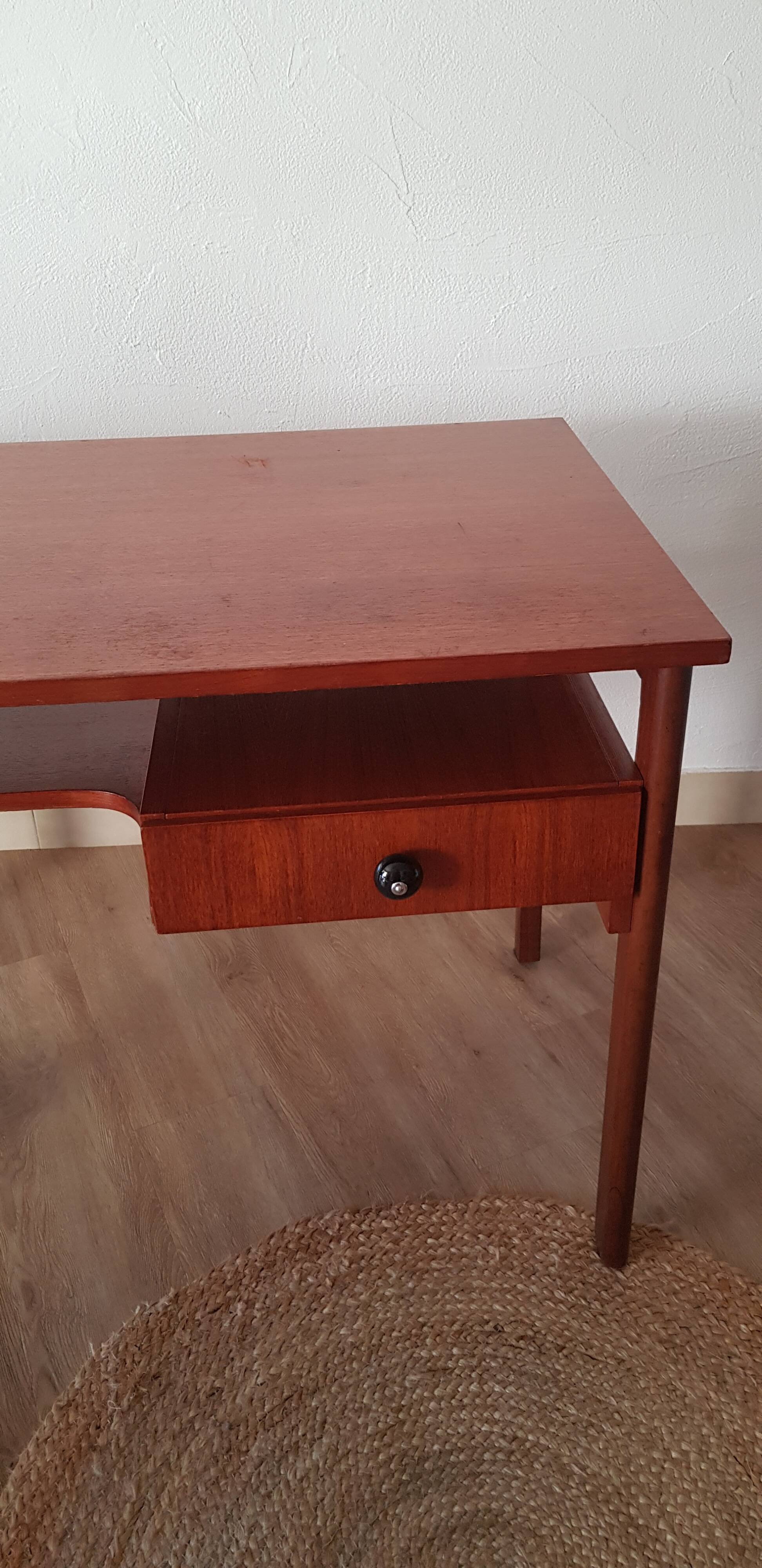 Bureau double face en teck vintage