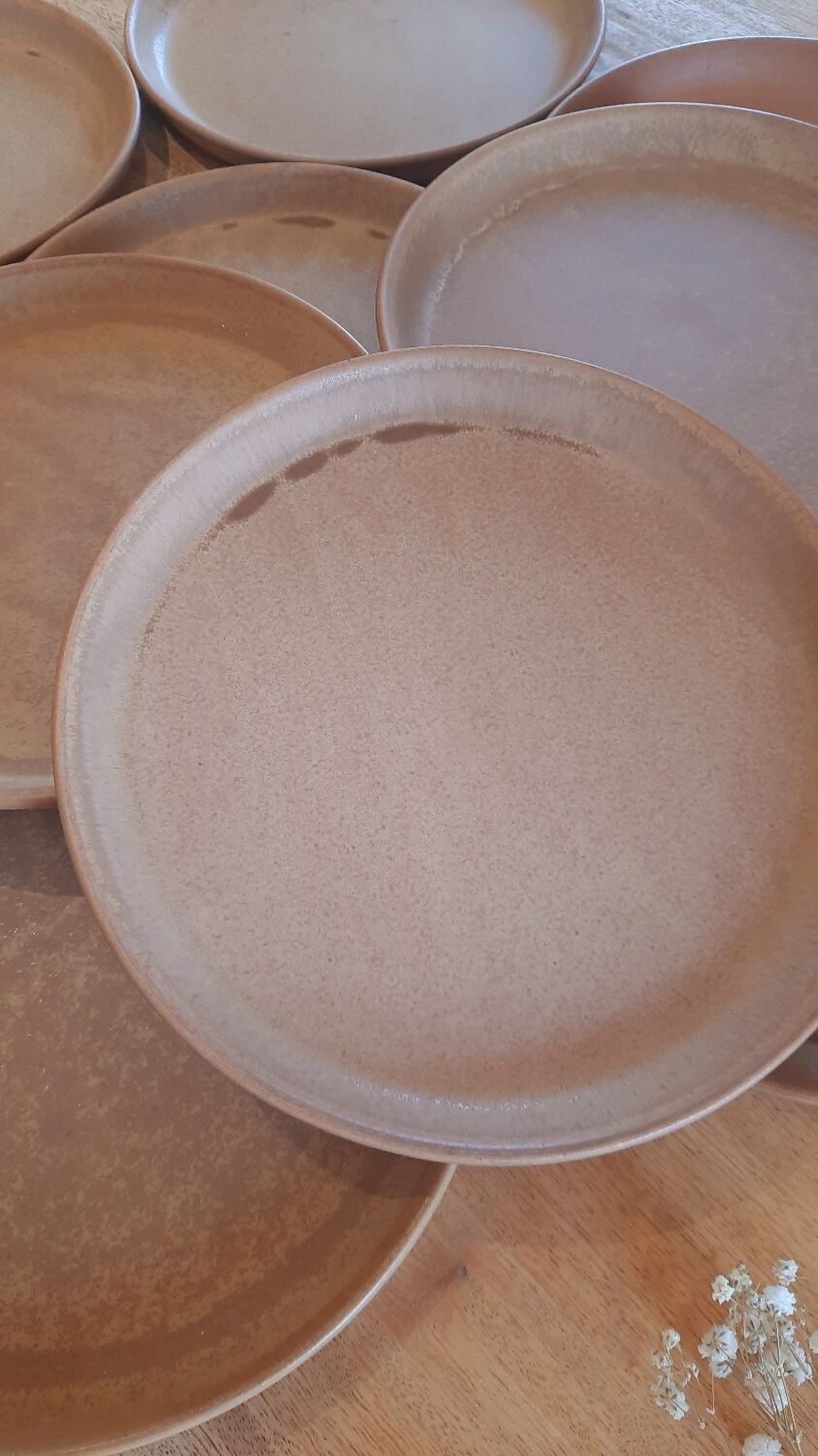 Flat stoneware plate