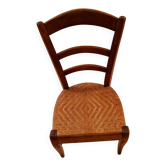 Chaise ancienne à assise en paille tressée – style rustique français