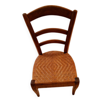 Antique chair with woven straw seat – French rustic style