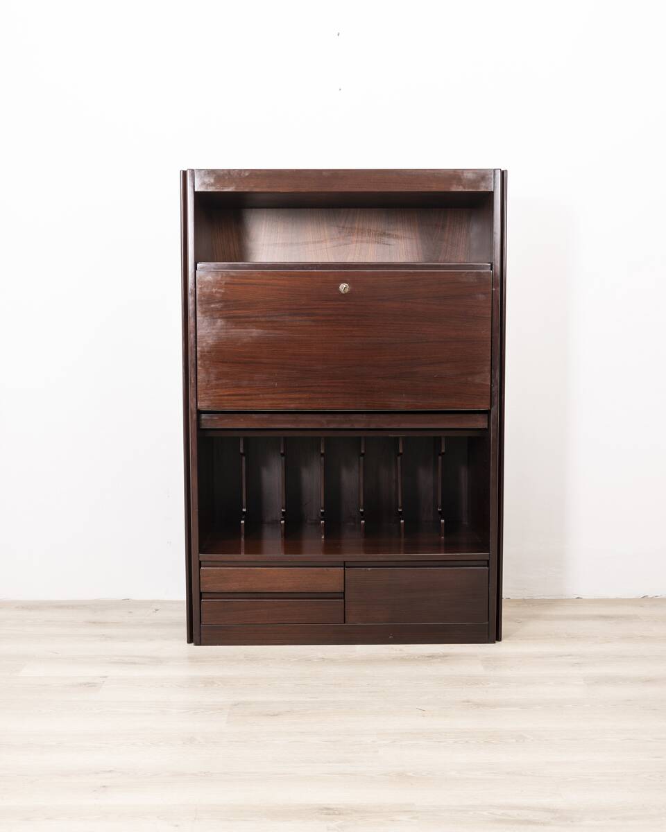 Vintage 60's highboard sideboard in wooden mangiarotti design for molteni
