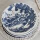 6 Vintage Mismatched Blue and White Porcelain Dessert Plates Set B0