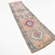 Fuchsia Vintage Oushak Runner Rug, Turkish Wool Hallway Carpet, 86x341 Cm